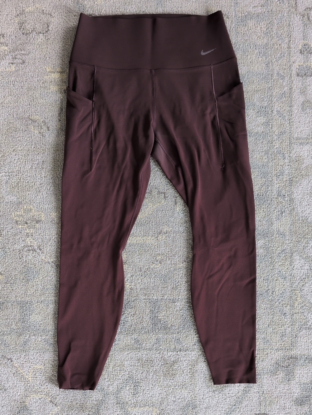 Nike Universa 7/8 High-Waisted Leggings Burgundy Brown Large